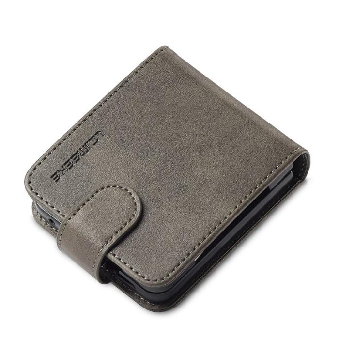 LC.imeeke - LC.IMEEKE Samsung Galaxy Z Flip7 Fodral KonstLäder - Grå