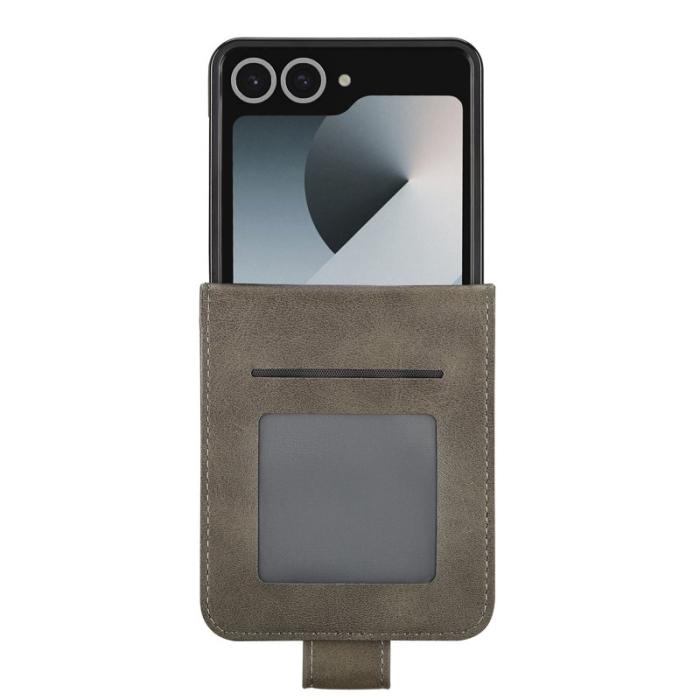 LC.imeeke - LC.IMEEKE Samsung Galaxy Z Flip7 Fodral KonstLäder - Grå