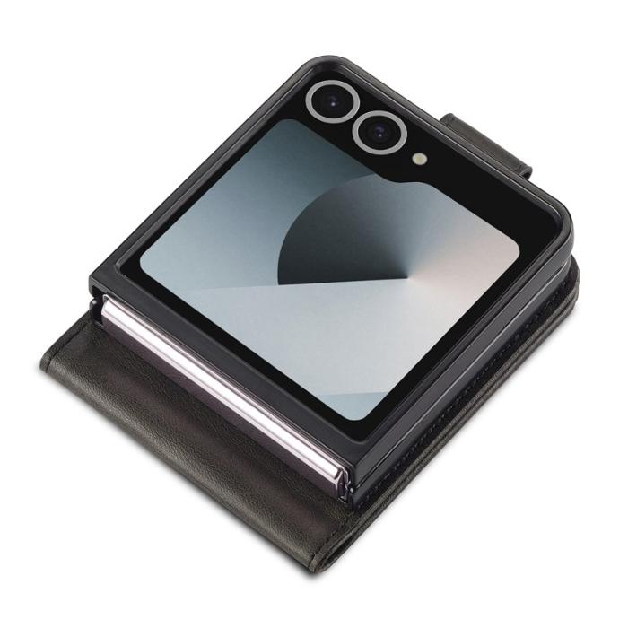 LC.imeeke - LC.IMEEKE Samsung Galaxy Z Flip7 Fodral KonstLäder - Svart