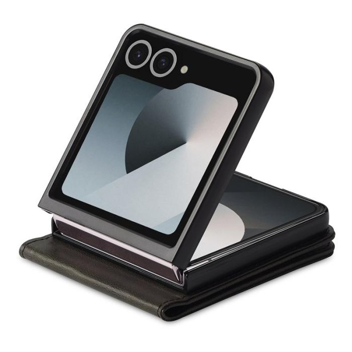 LC.imeeke - LC.IMEEKE Samsung Galaxy Z Flip7 Fodral KonstLäder - Svart