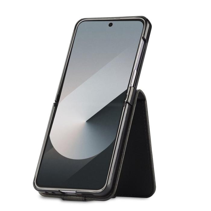 LC.imeeke - LC.IMEEKE Samsung Galaxy Z Flip7 Fodral KonstLäder - Svart