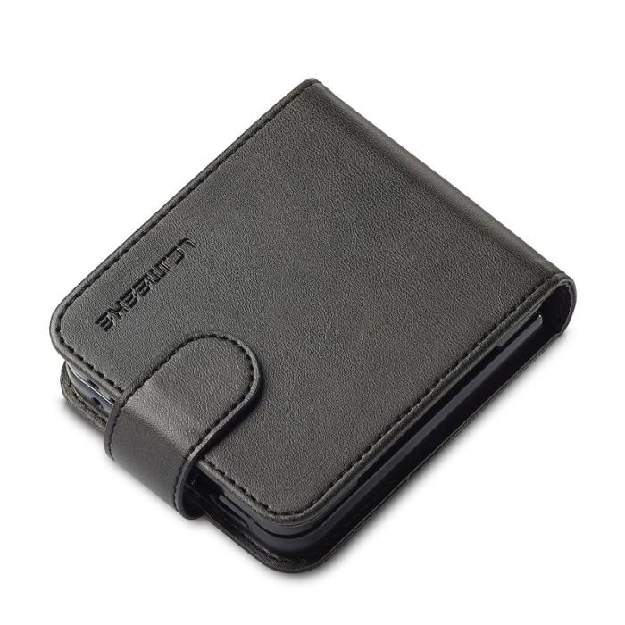 LC.imeeke - LC.IMEEKE Samsung Galaxy Z Flip7 Fodral KonstLäder - Svart