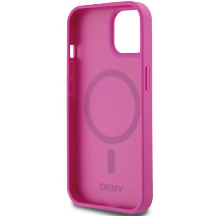 DKNY - DKNY iPhone 15/14/13 Mobilskal Magsafe Läder Pattern Metal Logo