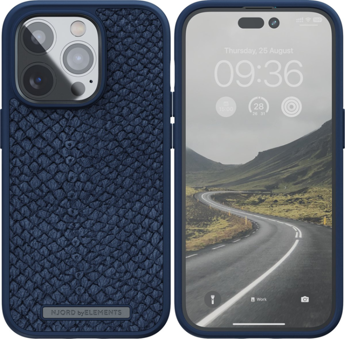 UTGATT1 - Njord by Elements iPhone 14 Pro Skal MagSafe Laxläder - Blå