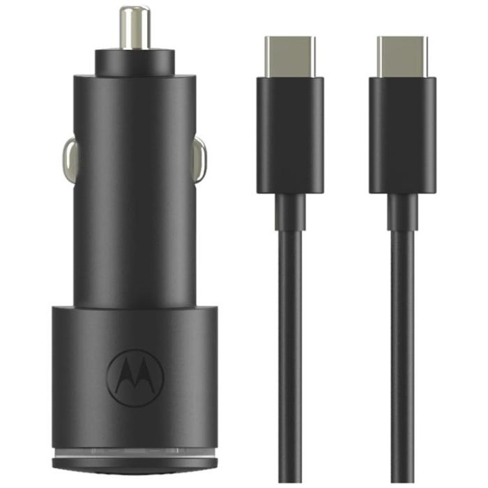 Motorola - Motorola Billaddare 45W 1xUSB-A 1xUSB-C med USB-C 1m Kabel TurboPower - Svart