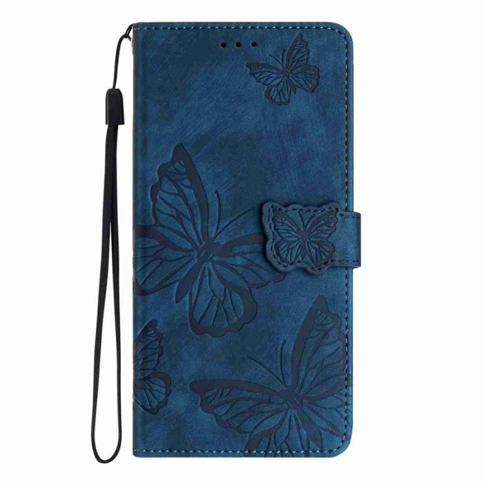 OEM - Samsung Galaxy S26 Ultra Fodral Fjärilsdesign Konstläder - Blå