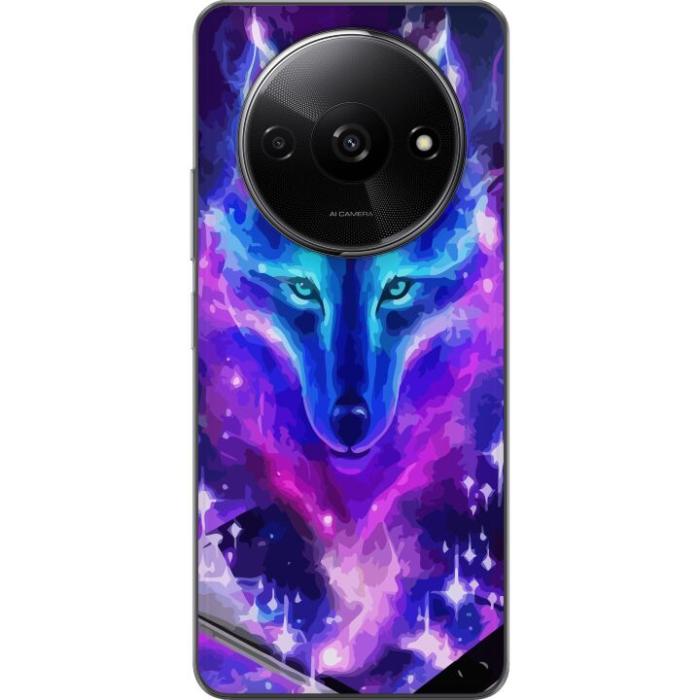 iSecrets - Genomskinligt Skal kompatibel med Xiaomi Redmi A3 med Neon Varg