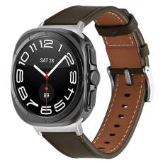 A-One Brand - Galaxy Watch 8/8 Classic (40/44/46mm) Armband Genuine Cow Läder - Mörk Coffee