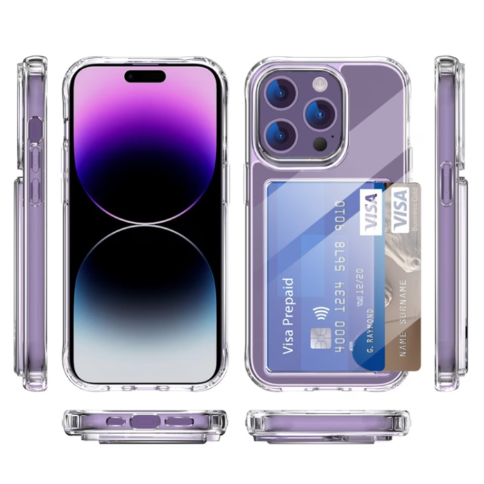 OEM - iPhone 14 Pro Mobilskal Korthållare Hybrid Acrylic - Clear