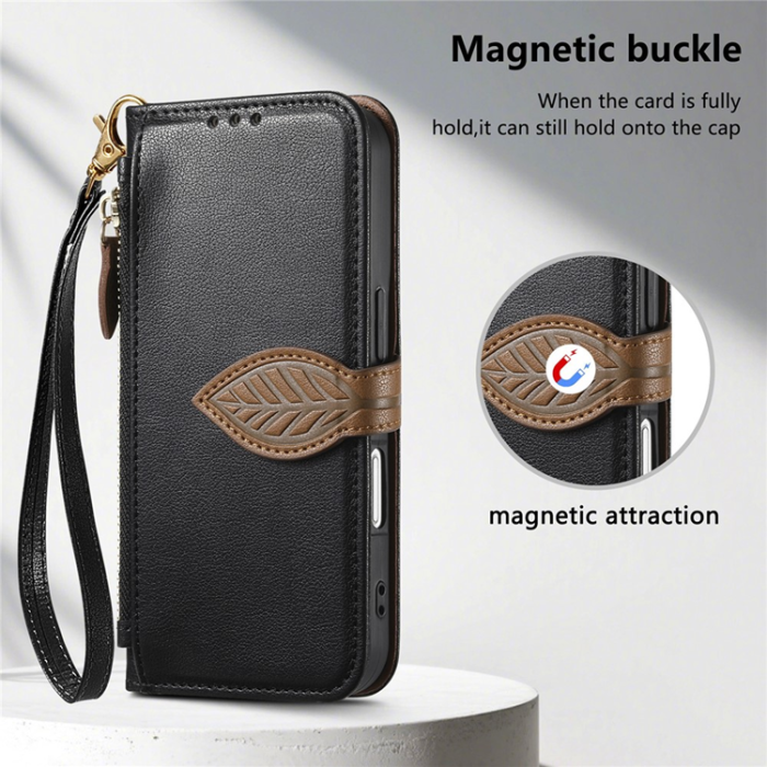 A-One Brand - iPhone 17 Plånboksfodral Leaf Magnetiskt Spänne Konstläder