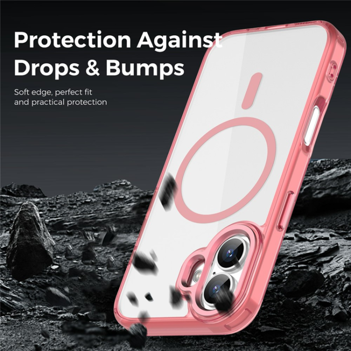 A-One Brand - iPhone 17 Mobilskal MagSafe TPU+PC Transparent - Rosa