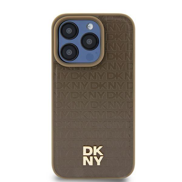 DKNY iPhone 14/15/13 Mobilskal Magsafe Läder Pattern Metal Logo - Brun | 2353 | AlltMobil