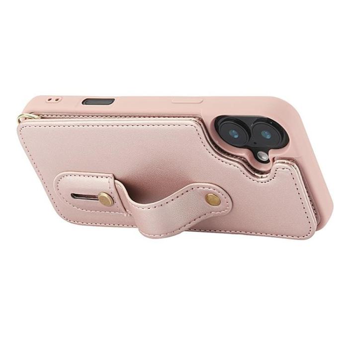 A-One Brand - iPhone 17 Mobilskal korthållare Med Axelrem - Roséguld