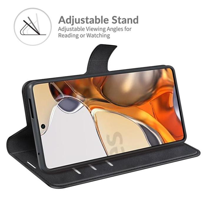 A-One Brand - Folio Flip Läder Fodral Xiaomi 11T / 11T Pro - Svart