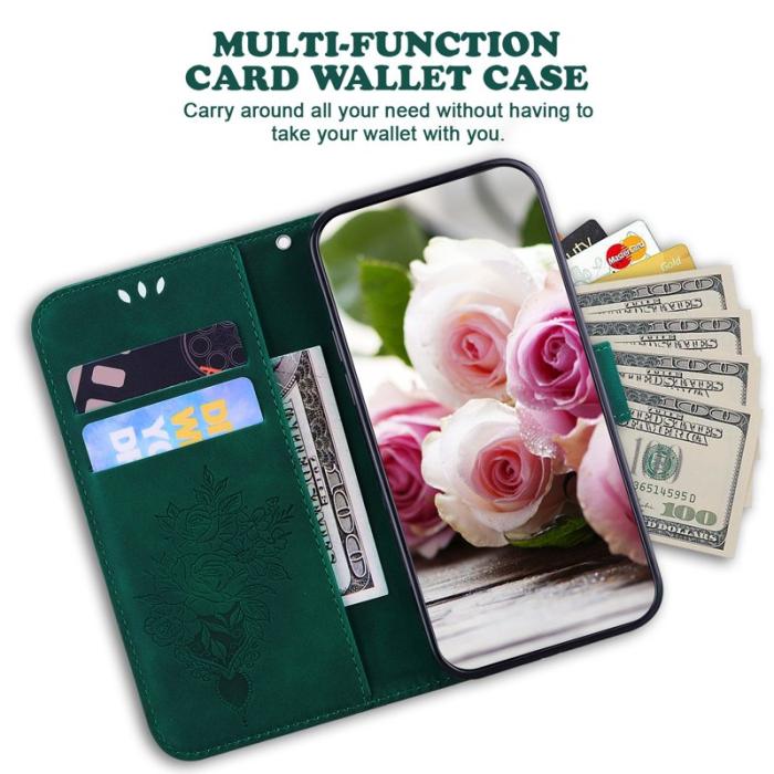 OEM - Samsung Galaxy S26 / S26 Pro Plånboksfodral Konstläder Butterfly Blomma - Grön