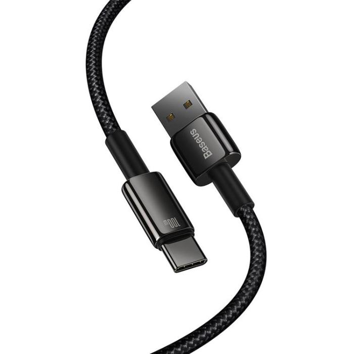 BASEUS - Baseus Tungsten USB-C till USB-A kabel 100W 1m - Svart