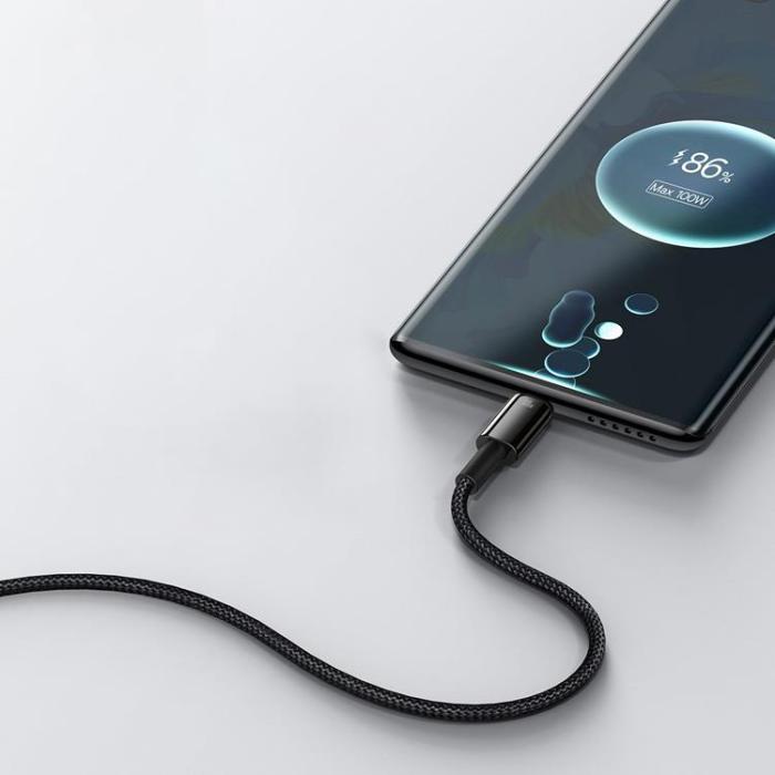 BASEUS - Baseus Tungsten USB-C till USB-A kabel 100W 1m - Svart