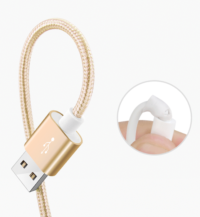 UTGATT1 - USB till Lightning Kabel i Nylon - 3m - Rosa