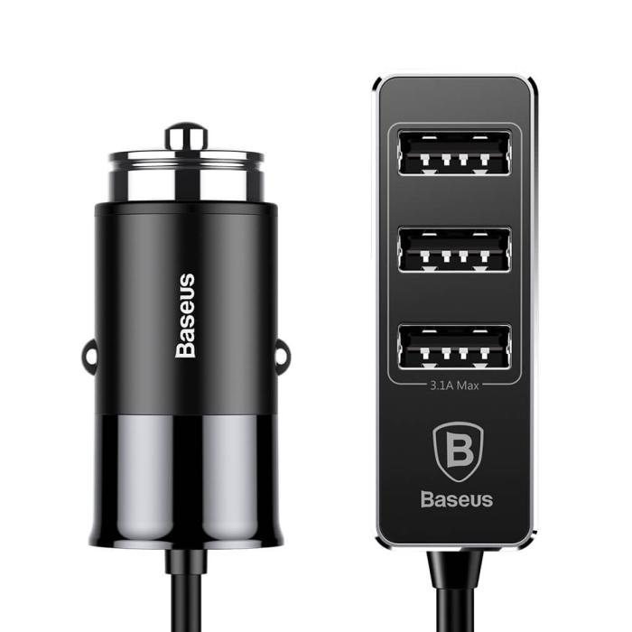 UTGATT4 - Baseus Enjoy Together Billaddare med extension 4x USB 5.5A Svart