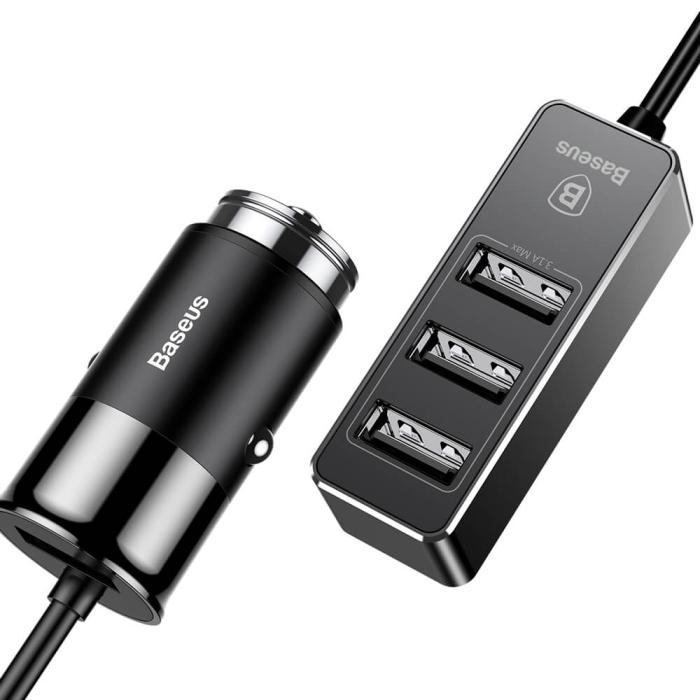 UTGATT4 - Baseus Enjoy Together Billaddare med extension 4x USB 5.5A Svart