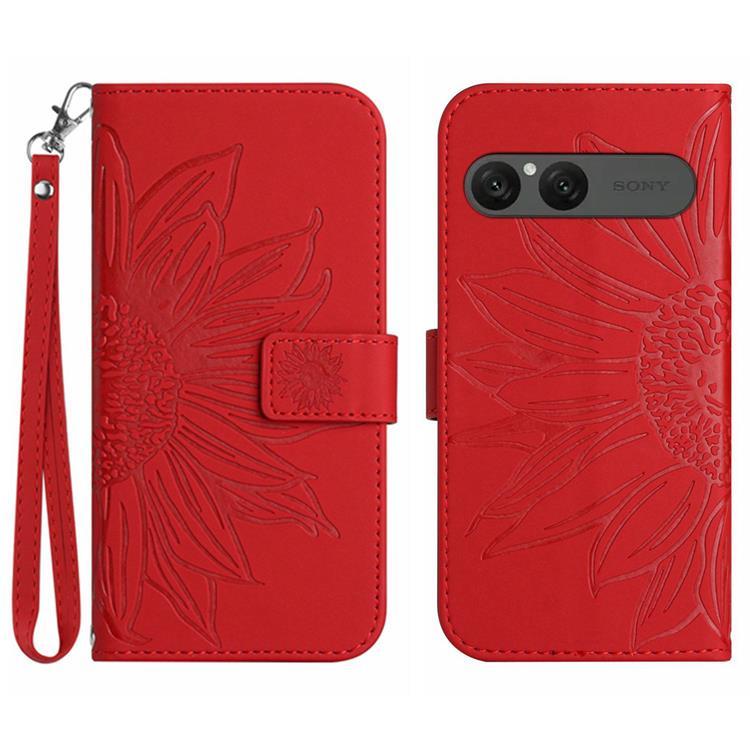 Sony Xperia 10 VII Konstläder Plånboksfodral Med Handledsrem - Röd | 2353 | AlltMobil