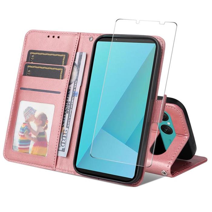 A-One Brand - HAT PRINCE Sony Xperia 10 VII Plånboksfodral Med Härdat Glas - Rosa