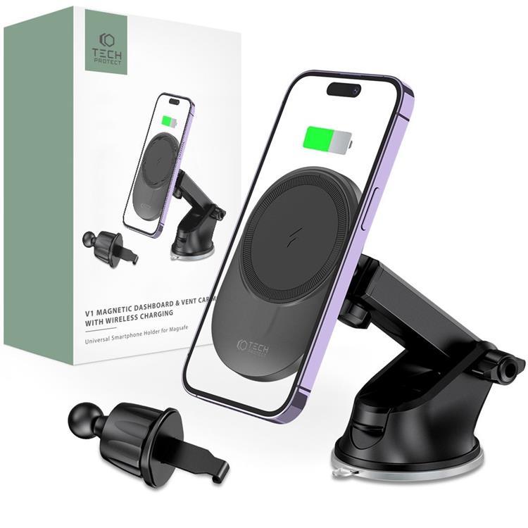Tech-Protect Magsafe Trådlös Bilhållare Dashboard And Vent Mount - Svart | 264 | AlltMobil