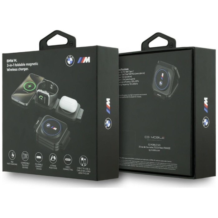 BMW - BMW 3-in-1 Trådlös Laddare iPhone, Apple Watch, AirPods - Blå