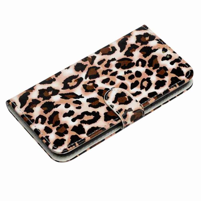 OEM - Samsung Galaxy A37 Plånboksfodral Konstläder Tryckt Mönster - Leopard Print