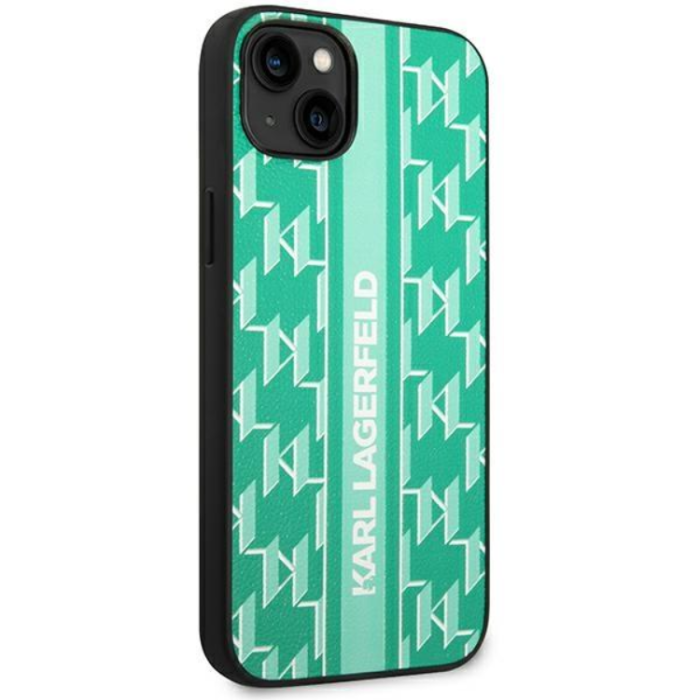 KARL LAGERFELD - Karl Lagerfeld iPhone 14 Plus Skal Monogram Stripe - Grön