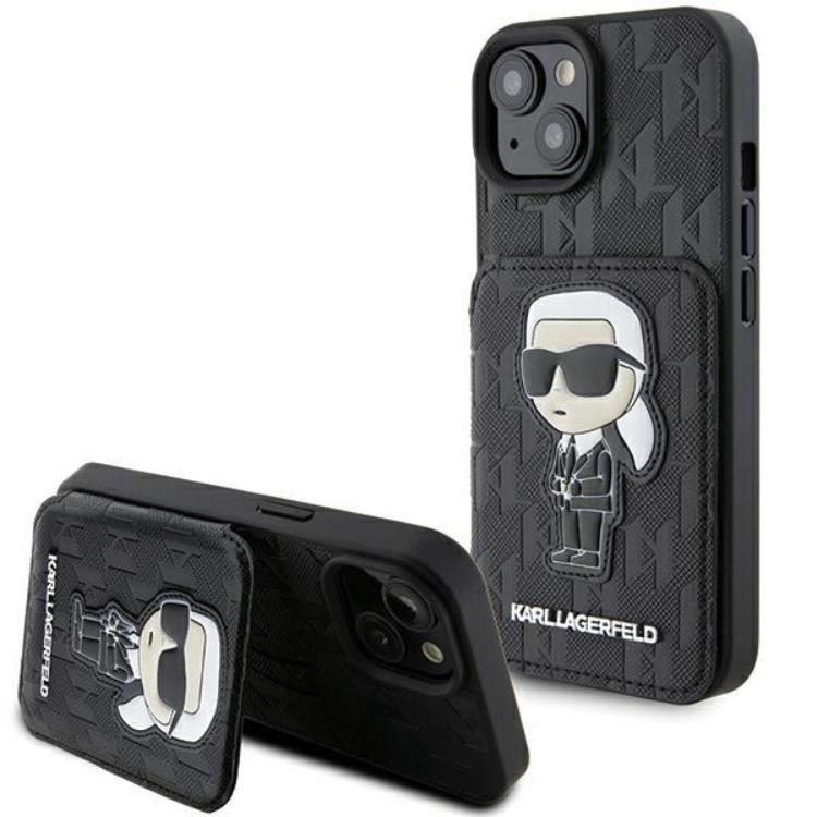 Karl Lagerfeld iPhone 15 Mobilskal Korthållare Monogram Ikonik | 2353 | AlltMobil