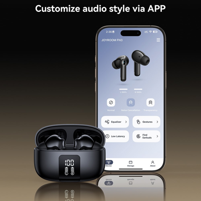 Joyroom - Joyroom In-Ear Hörlurar Bluetooth ANC JR-FN3 - Svart
