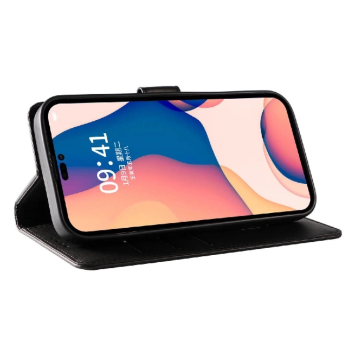 OEM - iPhone 16 Pro Max Plånboksfodral Läder - Svart