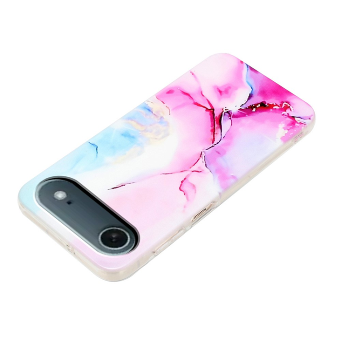 A-One Brand - iPhone Air Mobilskal Marble Pattern Painted TPU - Rosa/Blå