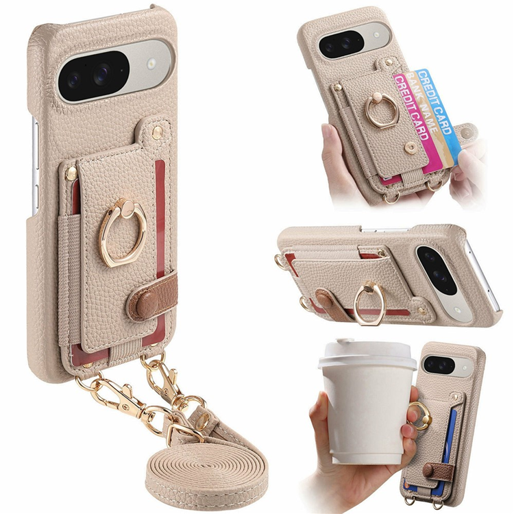 Google Pixel 10/10 Pro Mobilskal med Korthållare Ring Kickstand - Khaki (Khaki) | 2353 | AlltMobil