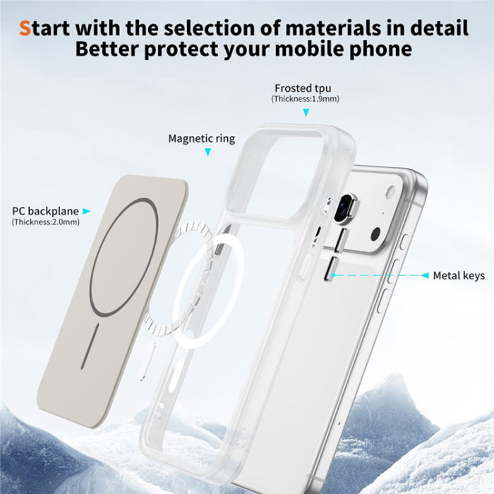 A-One Brand - iPhone 17 Pro Mobilskal MagSafe Skin Touch TPU PC - Vit