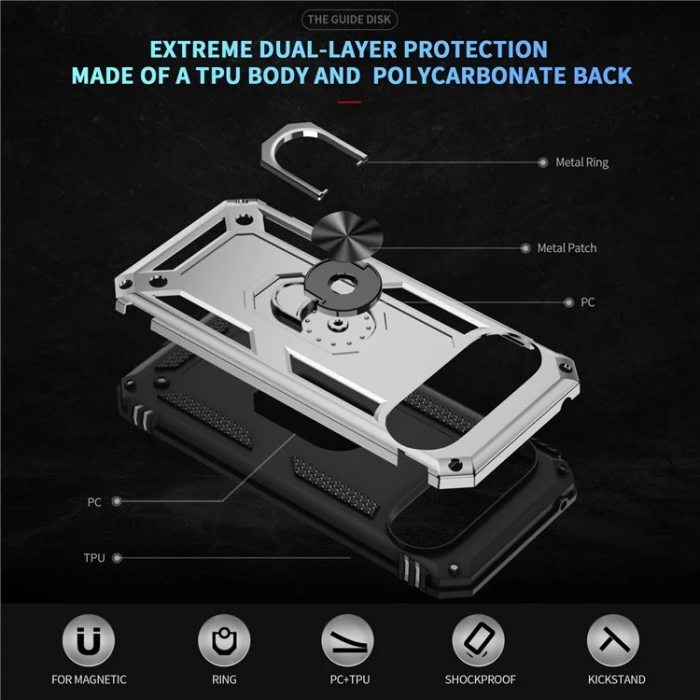 A-One Brand - Google Pixel 10/10 Pro Mobilskal Kickstativ - Silver