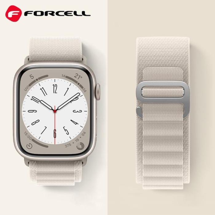 Forcell - Forcell Apple Watch (42/44/45/49mm) Armband F-Design - Ljusgrå