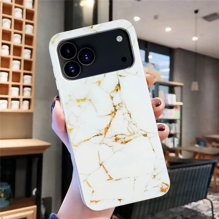 A-One Brand - iPhone 17 Pro Mobilskal Marble Pattern Painted TPU - Vit