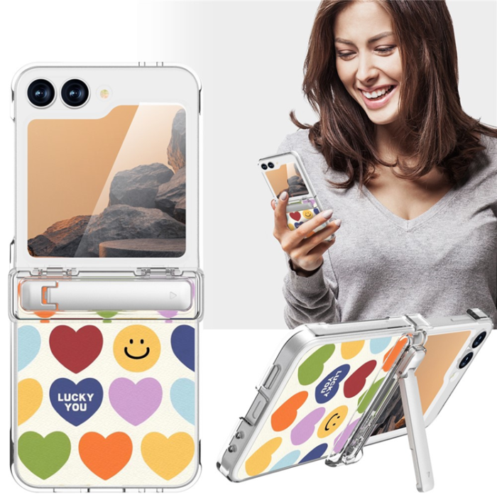 A-One Brand - GW181 Galaxy Z Flip 7 FE/Z Flip 6 Mobilskal Kickstand - Small Hearts