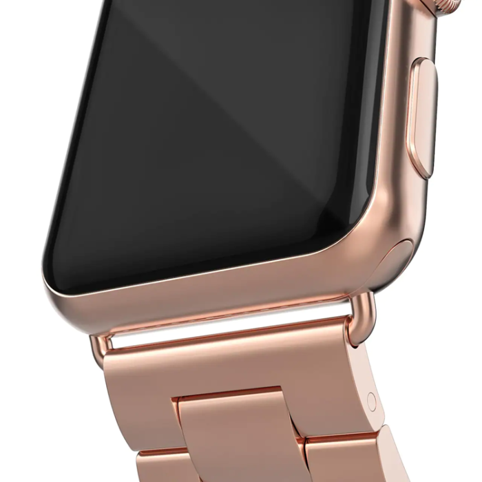 A-One Brand - Apple Watch 2/3/4/5/6/7/SE (38/40/41mm) Armband Metall - Rosa Guld