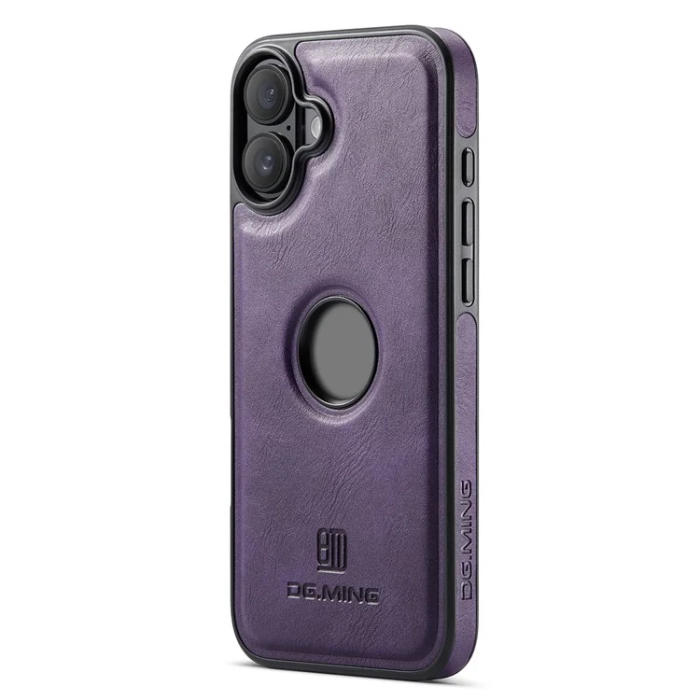 DG.MING - DG.MING iPhone 16 Mobilskal Anti-Drop Läder - Lila