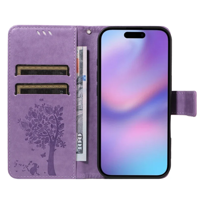A-One Brand - iPhone 17 Air Plånboksfodral Tree Pattern - Lila