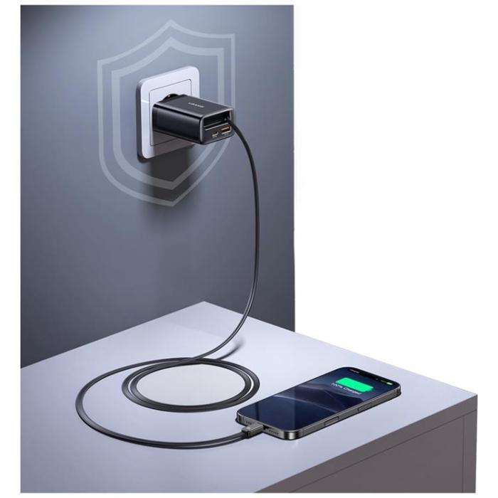 USAMS - USAMS Snabbladdare 65W 1xUSB-C 1xUSB-A Med USB-C Kabel