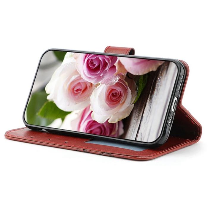 OEM - Samsung Galaxy A57 Plånboksfodral Konstläder Ställ Impräntad Ros - Brun