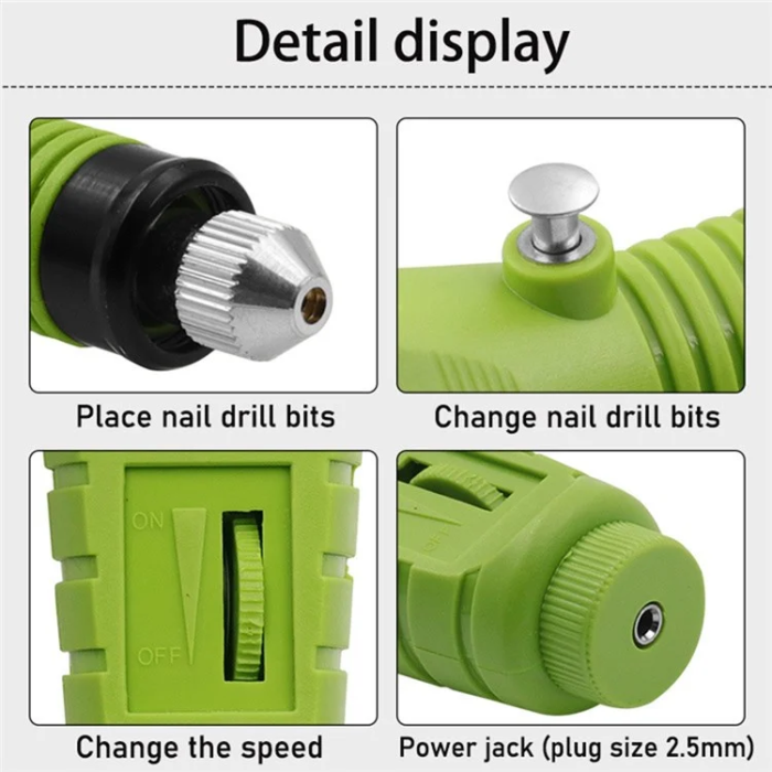 OEM - Elektrisk Nagelfilsset USB Uppladdningsbar - Svart