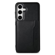 DENIOR - DENIOR Samsung Galaxy S24 Magnetiskt Konstl&auml;der Pl&aring;nboksfodral med St&auml;ll - Svart