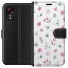 Gustaf - Pl&aring;nboksfodral till Samsung Galaxy Xcover 5 med Blommor och fj&auml;rillar