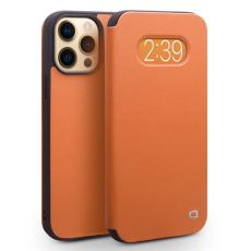 QIALINO - QIALINO iPhone 13 Pro Max Fodral Äkta Läder Cowhide - Brun