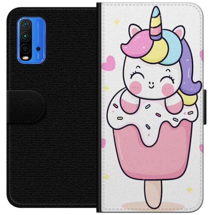 iSecrets - Plånboksfodral till Xiaomi Redmi Note 9 4G med Glad enhörning